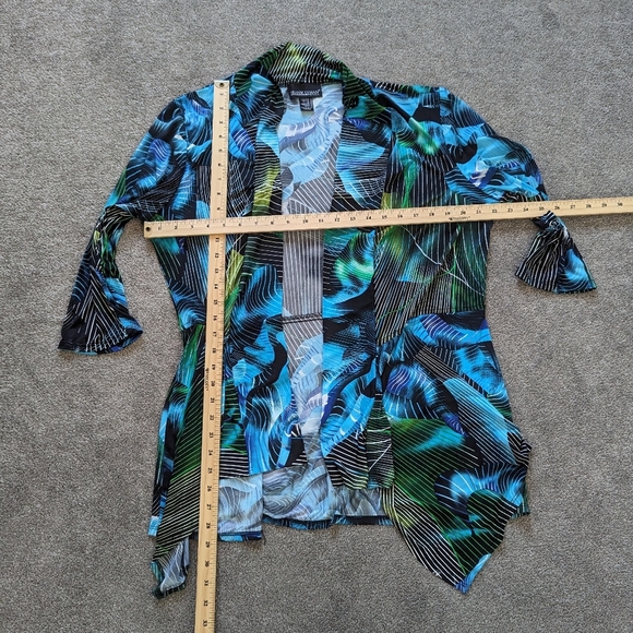 Frank Lyman tropical print striped stretchy cardigan women's size 16 - Picture 6 of 8